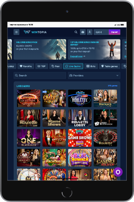 Ζωντανά παιχνίδια Wintopia Casino